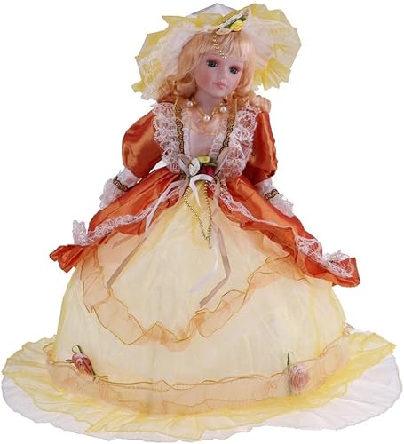 UGPLM Prettyia Alexandra - Muñeca de porcelana de invierno con vestido amarillo de 17.7in para mujer