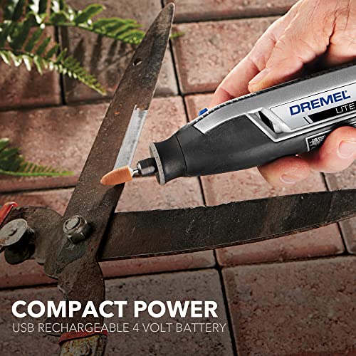 Dremel Lite 7760 N/10 4V Li-Ion Cordless Rotary Tool, Variable Speed Multi-Purpose Kit, USB Charging, Easy Accessory Changes - Perfect For Light-Duty DIY & Crafting, Sanding, Engraving and Polishing