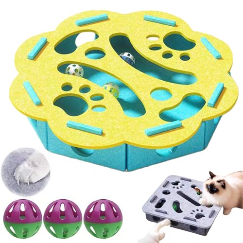 Cat Scratch Puzzle Enrichment Box, Nail File Enrichment Box for Indoor Cats Self Play, Interactive Cat Nail File Scratcher with