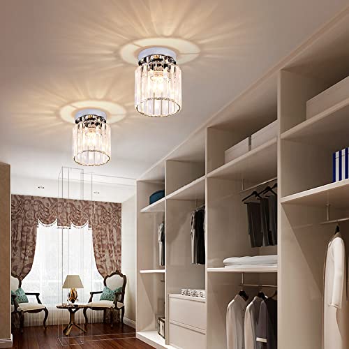 Tislyco 2 Pack Mini Semi Flush Mount Ceiling Light Fixture With Clear Shade, Modern Crystal Ceiling Lamp Indoor Close To Ceiling Light Fixtures For Hallway Entryway Bedroom Kitchen Dining Living Room #TOP6