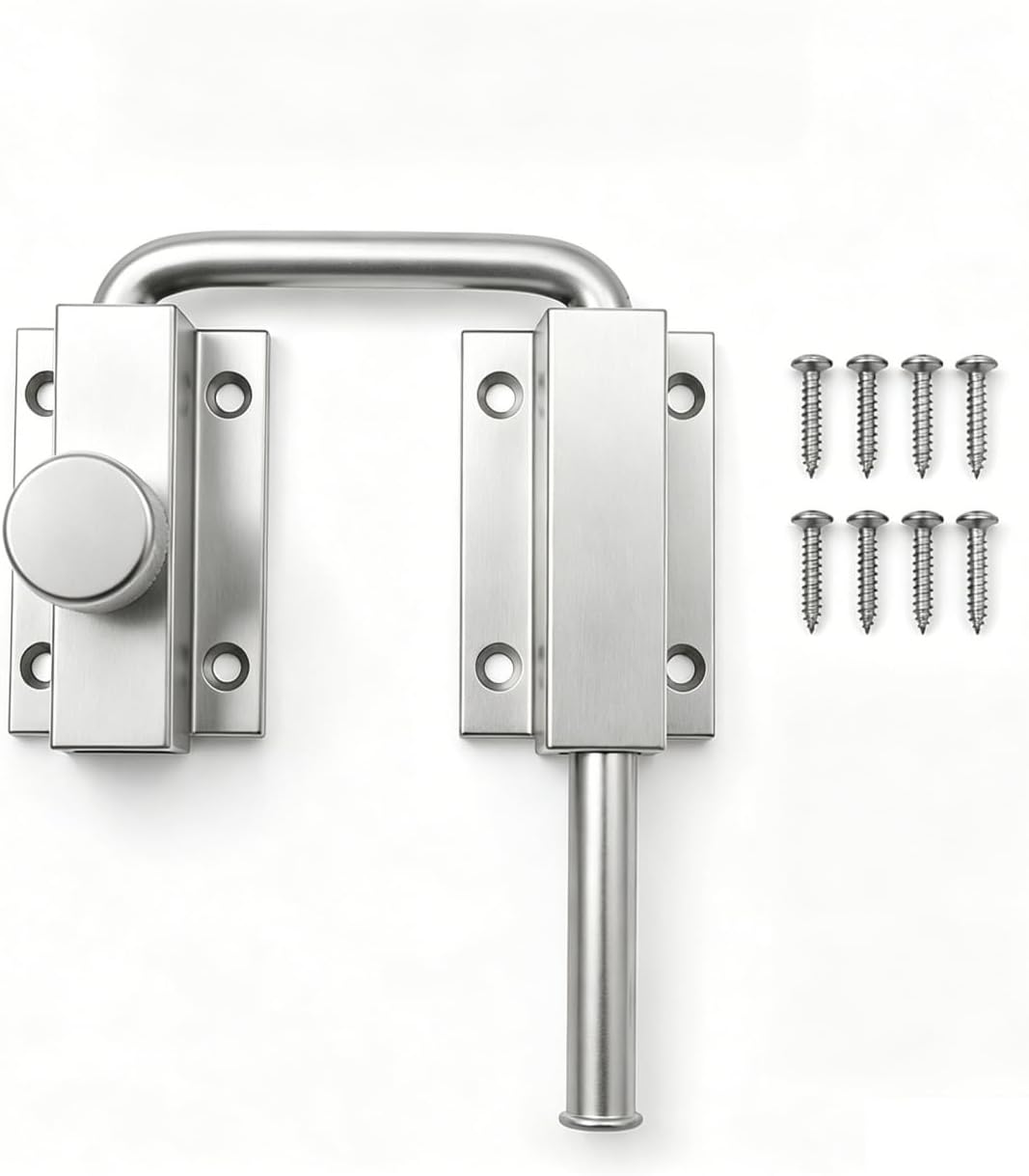 Sliding Bolt Lock, Used for Fences and Terrace Doors(1, Silvery)
