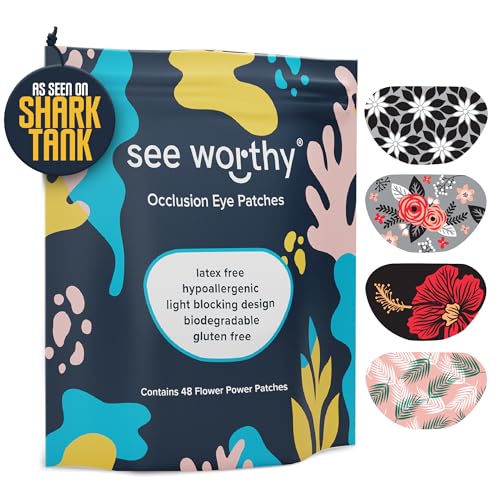 Adhesive Eyepatch for Kids & Adult - As Seen on Shark Tank - Kids Breathable, Comfortable Flower Power Eyepatch for Lazy Eye - Amblyopia & Sensitive Skin Medical Eye Patches - 48 Patches by See Worthy