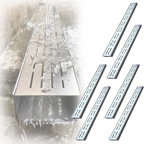 Heavy Duty Slim Channel Drain Kit, 10 Pcs Stainless Steel Trench Drains for Concrete, Indoor/Outdoor Shower, Garden, Driveway, Parking Lot (1 3/8" x 1 1/6")