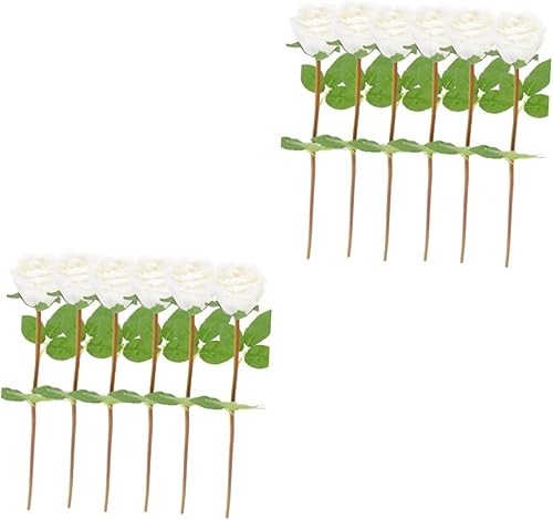 Garneck 12 Pcs Artificial Rose Fake Flower Bundle Fake Wedding Flowers Flores Artificiales para Roses Fake Flowers Fake Rose Flowers Dining Table