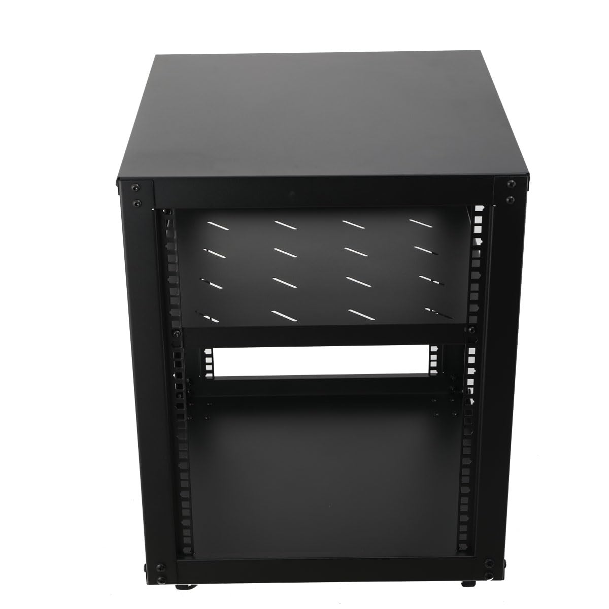 Rack Server a Telaio Aperto 12U 19", Rack Mobile a Telaio Aperto a 4 Colonne per Server, Armadio di Rete con Ruote per Apparecchiature Informatiche/AV/Dati