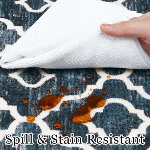 GlowSol Washable Rugs 8x10 Modern Trellis Rugs Rugs Neutral Rugs Distressed Rug Bedroom Large Rug Living Room Rug Stain Resisitant Dining Room Soft Large Carpet Abstract Home Décor Rug 8x10