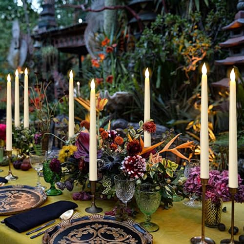 Image of GenSwin 26 Pcs Flameless Taper Candles with 3D Wick, LED Taper Candles Battery Operated, Flameless Battery Candlesticks for Home Party Wedding Christmas Decor(Ivory, 0.78 inchx10.8 inch)