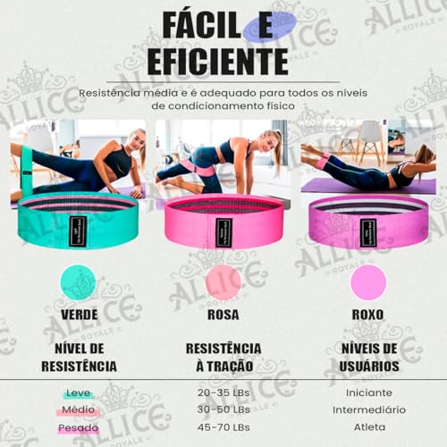 Super Kit Com 3 Mini Faixas Band Elásticas Premium - Para Yoga, Pilates & Crossfit Extensor Treino M