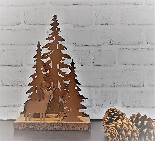 Rustic Metal Deer In The Forest Decorative Light Night Side Table Décor Silhouette Ambient Light Accent Lamp Cabin Lodge Decor #TOP1