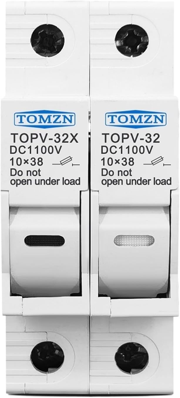 1P 2P DC Fuse Holder 10 * 38mm High Voltage Solar PV 1100V TOPV-30 Base Photovoltaic System Protection Protector gpV(1P with LED)