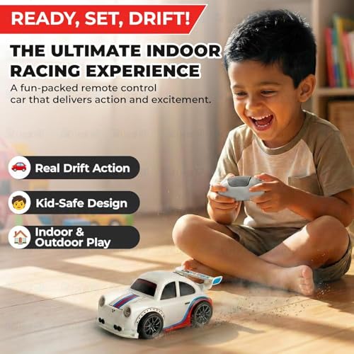 Image of High-Speed RC Drift Car with Remote Control, USB Rechargeable Racing Toy Car, LED Lights, 2.4GHz Controller, Kids & Adults Gift (White & Black)