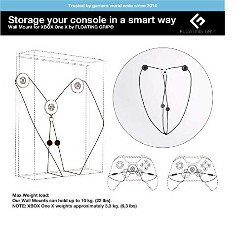 image for Xbox One X Wall Mount by FLOATING GRIP - Mounting Kit for Hanging Gami