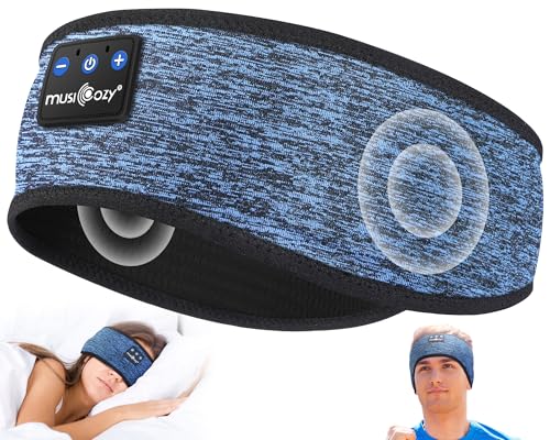Image of MUSICOZY Sleep Headphones Bluetooth 5.4 Headband, Wireless Earphones Music Sleep Earbuds Sleeping Eye Mask with HD Stereo Speakers for Workout Running Travel Yoga, Ideal Gifts (Blue)