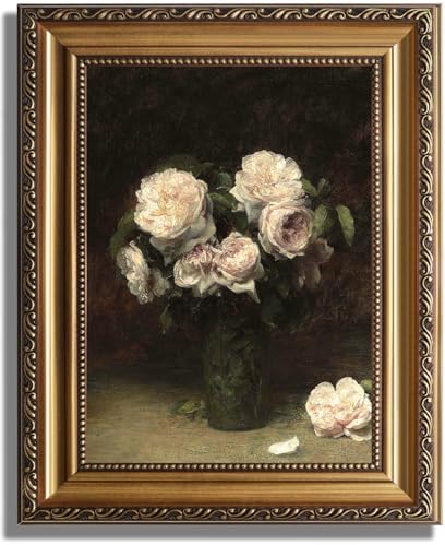 ASTRDECOR Vintage Floral Wall Art, Gold Framed Canvas Wall Art Mo...