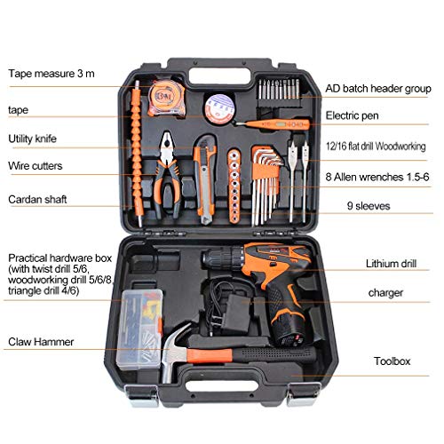 SEESEE.U DIY-Werkzeugset, 47-teiliges Werkzeugset mit Bohrmaschine, Schraubenschlüssel, Klauenhammer, DIY und Wartung… – Bild 4