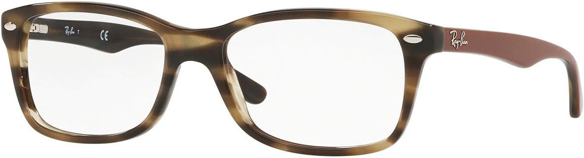 Ray-Ban RX5228 Square Prescription Eyeglass Frames Green Havana/Demo Lens 50 Millimeters