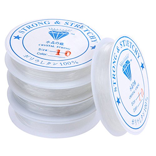 Sunluxy Mall Bobine de fil élastique 1 mm 5 rouleaux Transparent