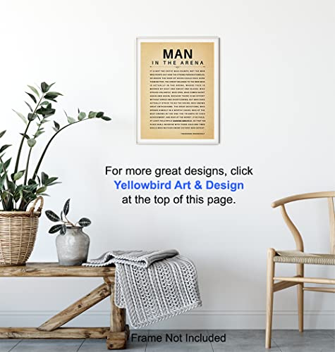 Yellowbird Art & Design Man In The Arena Large 11X14 - Uplifting Inspirational Quotes - Teddy Theodore Roosevelt Poster thumb #5