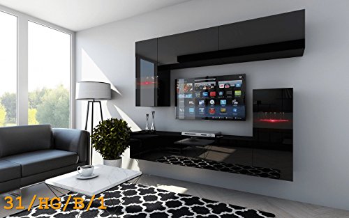 HomeDirectLTD Moderno Conjunto de Salón Future C31, apilable salón-Comedor con Iluminación LED. (31/HG/B/1, LED 16 Colores)