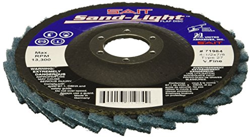 United Abrasives-SAIT 71984 Sandlight Flap Disc, 4-1/2 x 7/8, Very Fine, 5 Per Box