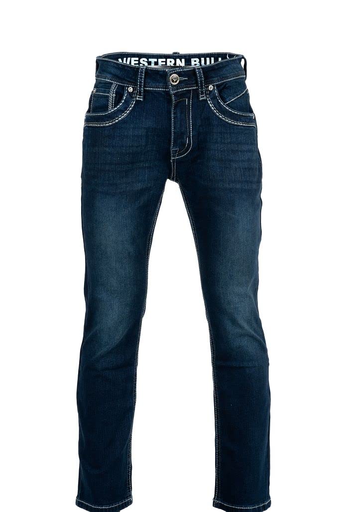 Western BullMen's Premium Straight Fit Denim Jeans Sizes 30-40 | Style:WB31FBA- Medium Wash
