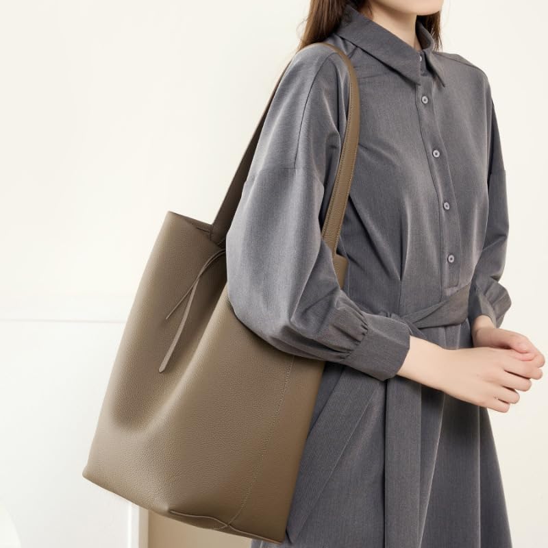 Women's Leather Togo Cowhide Shoulder Underarm Bucket Bag Large Capacity Totes Leisure Versatile Chic Stylish Hobo Elegant2