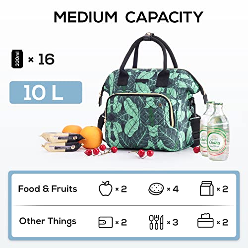 Tourit Lunch Bag Women Large Insulated Lunch Bag Portable Cooler Lunch Box Lunch Tote Bag For Women Men Work, Picnic, Green Floral #TOP1