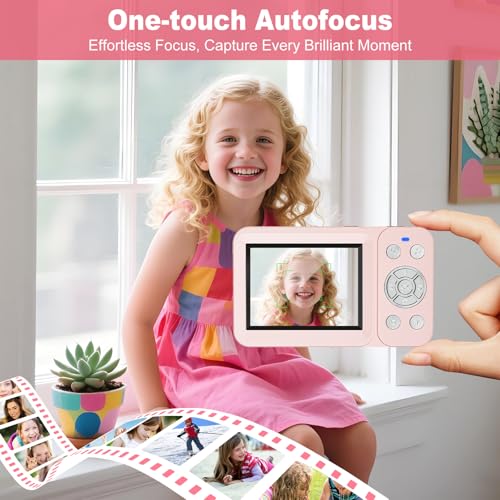 Câmera digital, câmera digital 4K 64MP, zoom 18x, aponte e atire com cartão TF de 64 GB e 2 baterias, câmera pequena portátil recarregável para crianças, adolescentes e adultos, rosa - Imagem 4