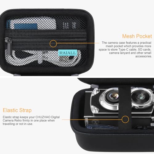 Funda RAIALL para cámara mini digital vintage CHUZHAO negra miniatura 5