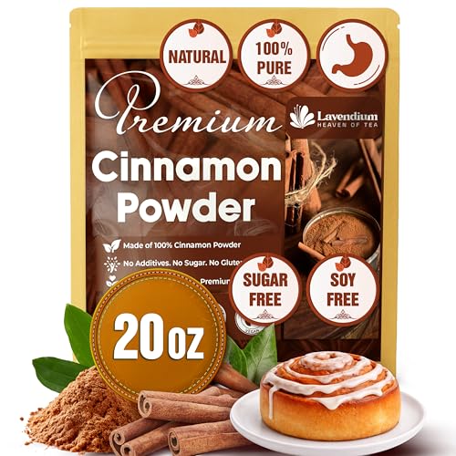 Image of Lavendium, Premium 20oz Cinnamon Powder, 100% Natural & Pure Ground Cinnamon Bark, No Additives or Preservatives, Non-GMO, Plant-Based & Vegan, Perfect for Baking, Coffee, Oatmeal & Smoothies