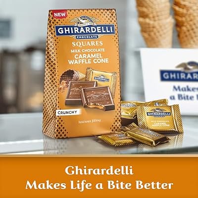 GHIRARDELLI Milk Chocolate Caramel Waffle Cone Squares, 5.2 oz (6 Bags)