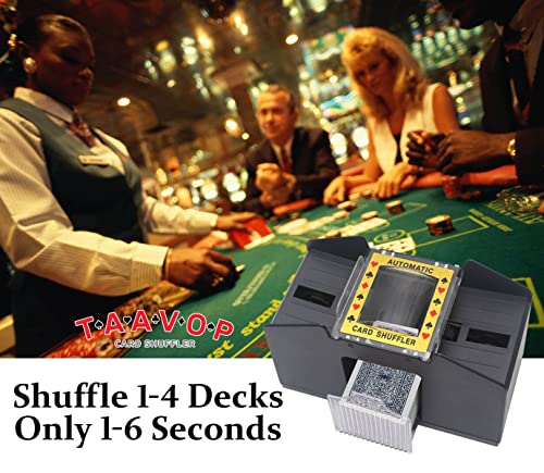 Taavop Card Shuffler 2-4 Deck Automatic, Battery-Operated Electric Card Shuffler Machine For Uno/Poker/Playing Card #TOP1