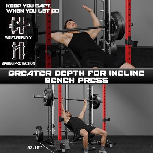 S1-V4 Smith Machine, 2000LBS Power Cage with Cable Crossover System, All-in-One Squat Rack with Smith Bar, Strength Training Equipment for Home Gym - Image 3