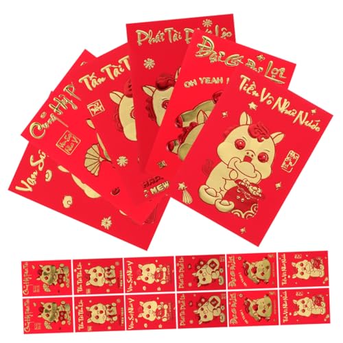 Enveloppes Rouges Hong Bao Nouvel An Lunaire : Lot de 360 Pièces Motif Cheval