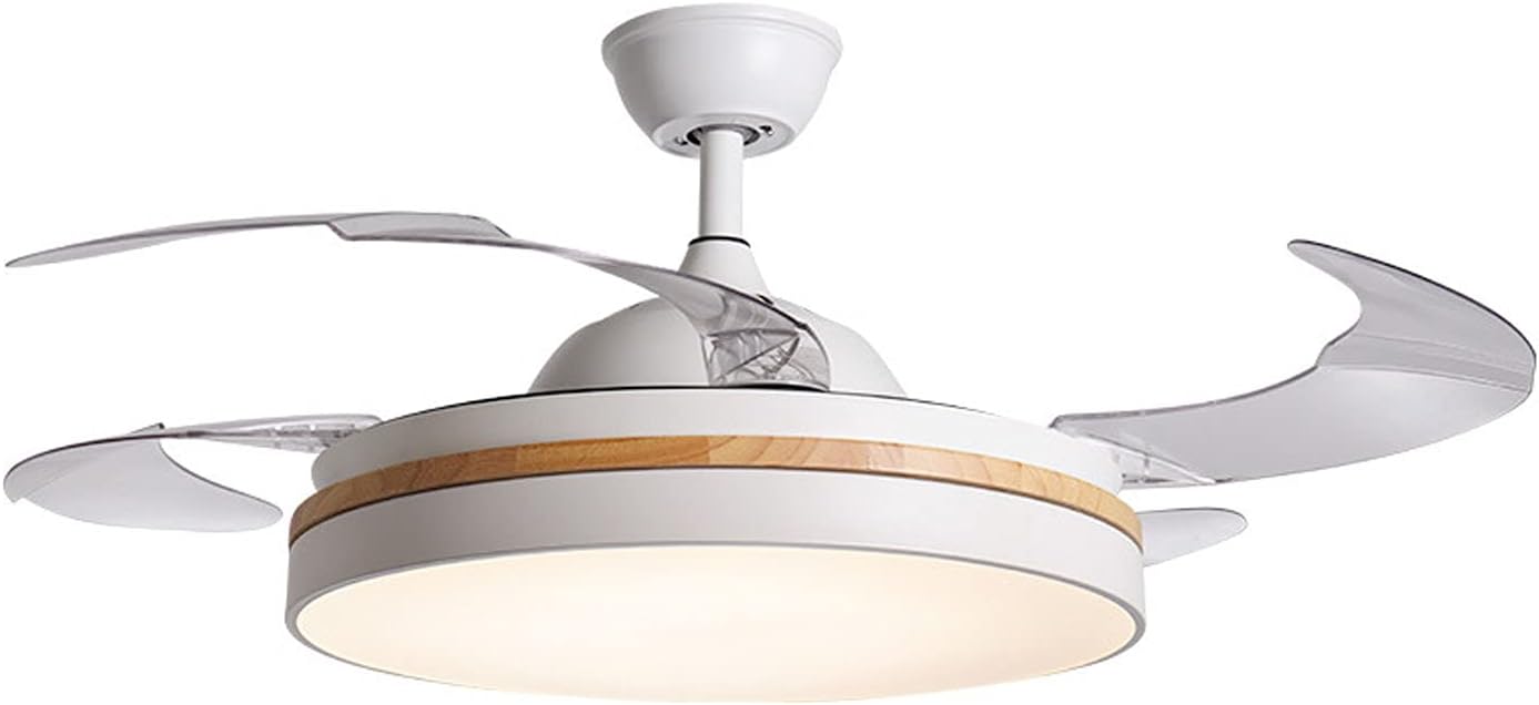 YUEGOO Ceiling Fans with Lamps,Led Ceiling Fan Lamp with Remote Control, Circular Retractable and Reversible Ventilator Light Modern Dimmable Timing Chandelier