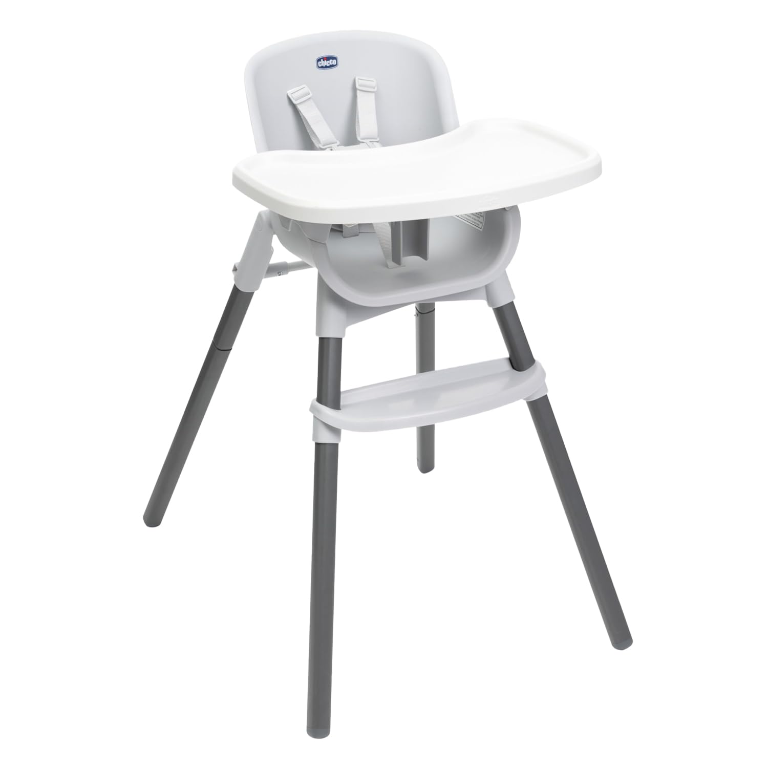 Chicco Moon Grey, Grau Zest Kinderhochstuhl Für Babys Ab 6 Monaten Bis 40Kg, Leichter Hochstuhl Mit Verstellbarer Höhe Und Abnehmbarem Tablett, 5-Punkt-Gürtel, Wiegt Nur 4,5 Kg, Kompakt Verstaubar, Modernes Design