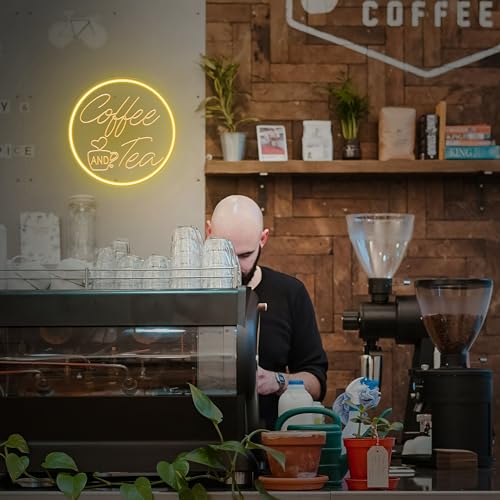 Kavaas KNS-CFT Coffee And Tea Neon Signs 11.8"X 11.8", 3D Carved Coffee Neon Sign | Led Coffee Light Up Sign For Coffee Station, Tea Bar thumb #6