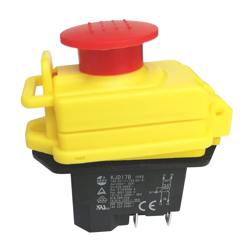 Interruptor basculante ON/Off ， Interruptor de presión de seguridad electromagnético KJD17B de 220 V y 2 HP con tapa de parada de emergencia