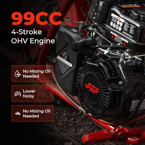 Image of FRP GMB100 Performance 99CC 4-Stroke Mini Dirt Bike - Upgraded Hydraulic Brakes & Front Suspension Fork, 28MPH Off-Road Mini Bike with LED Headlight, Anti-Slip Seat, Supports 220LBS,Red