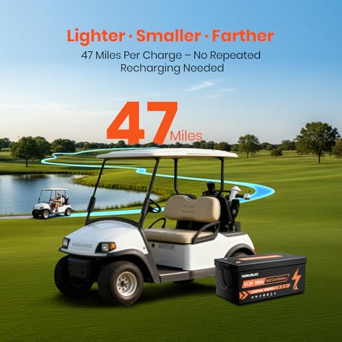 Image of 48V(51.2V) 100Ah LiFePO4 Lithium Battery for Golf Cart, 200A BMS 48 volt golf cart batteries with Bluetooth&APP Function, LCD Monitor Display, Peak Current 800A