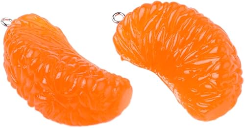 Miniatura 10 de 10 dijes colgantes de resina naranja lindos pequeños corales de imitación de alimentos, cuentas espaciadoras sueltas con lazo platino de 24 a 0.984