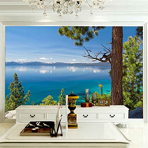 Papier peint auto-adhésif paysage bleu pour relooker un mur de salon