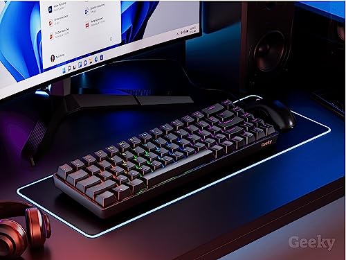 Geeky GK65 65% | Hot Swappable Mechanical Gaming Keyboard | 68 Keys Multi Color RGB LED Backlit for PC/Mac Gamer | ANSI US American Layout (Black, Mechanical Speed Silver) - Image 5