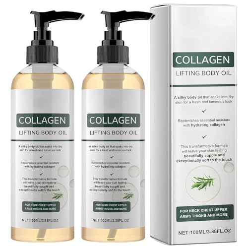 2PCS Collagen Lifting Body Oil 100ML Firming & Moisturizing Massage Oil for Skin Tightening Scar Wrinkle and Stretch Mark Repair Full Body Use