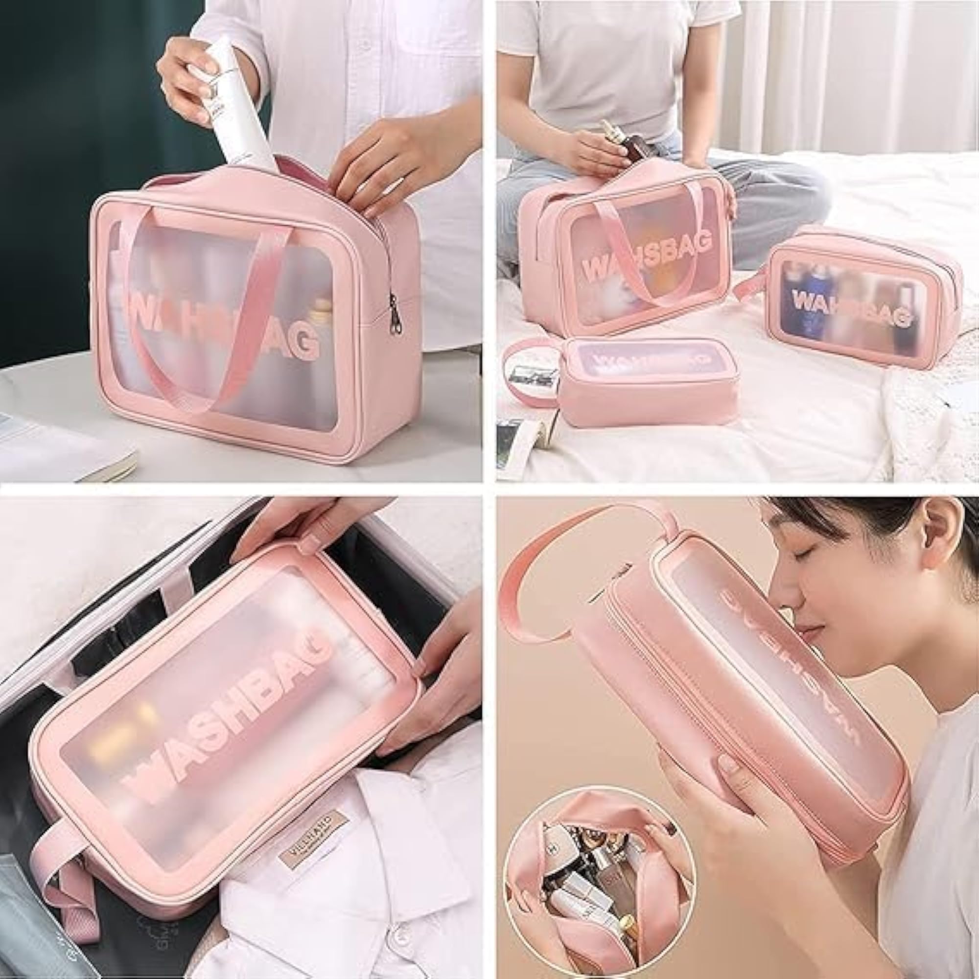 3pcs Cosmetic Toiletry Makeup Organizer Bags for Travel