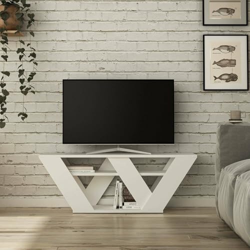 Dmora Mobile Porta TV Pegasus, Credenza da Soggiorno, Armadio Basso per TV, Base Parete attrezzata, 110x30h40 cm, Bianco