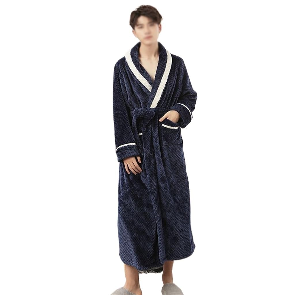 Long Robes Autumn And Winter Couple Pajamas Womens Thickened Bathrobes Mens 3X-Large
