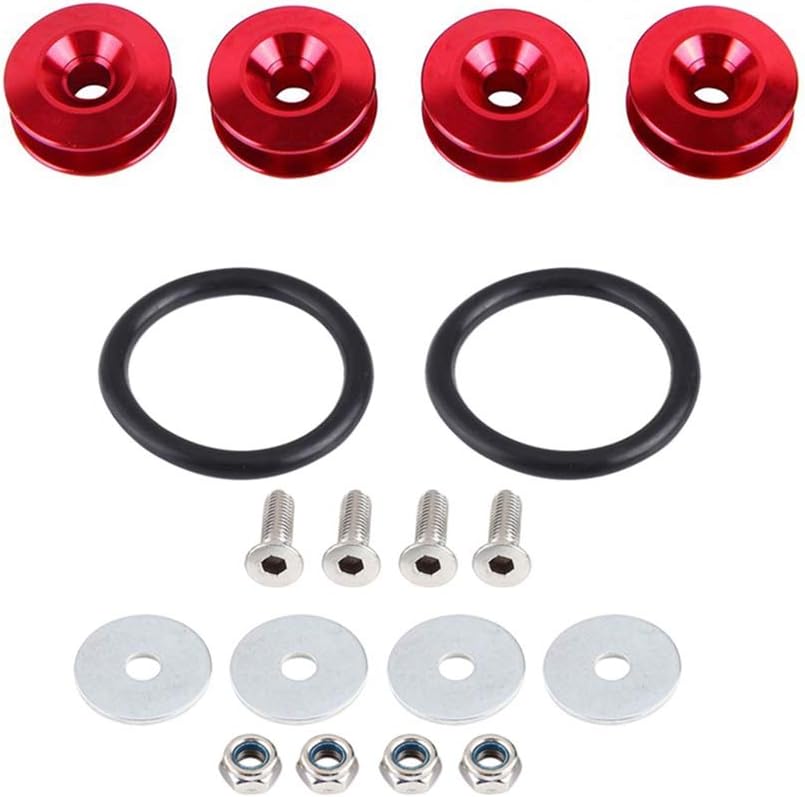 Bumper Quick Release Fasteners Kit Universal Aluminum Fasteners Clips for Car Bumpers Trunk Fender Hatch Lids (Red)