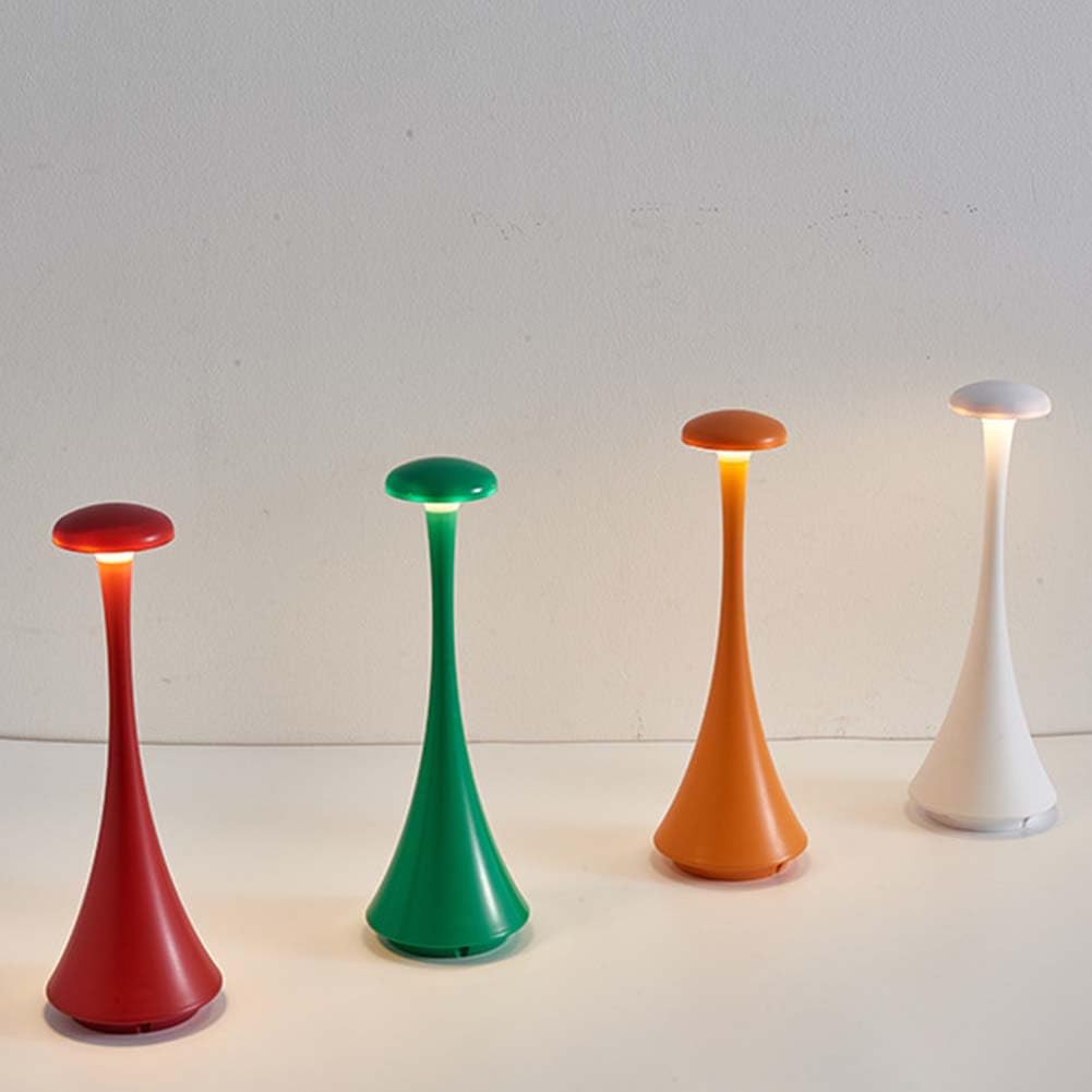 LED Pilz Tischlamp Kabellos Akku Pilz Lampe mit Touch Dimmbare Tischleuchte Modern Mushroom Lampe USB Aufladbar Tragbare Nachttischlampe mit Schalter Deko Kinderzimmer Lampe 3000K-6000K,Orange