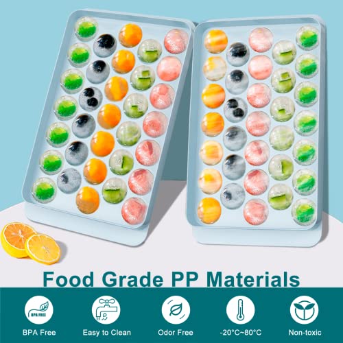 Jiayoubao Round Ice Cube Trays For Freezer With Lid And Bin Ball Ice Maker 99Pcs Reusable Circle Ice Cube Tray Sphere Ice Cube Molds For Cocktails Whiskey Drinks Coffee With Ice Buckets Tongs & Scoop #TOP1
